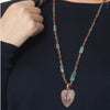 Champagne Diamond Heart Pendant with Ruby Anchor