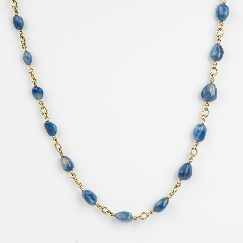 Handmade Burmese Sapphire Bead Necklace