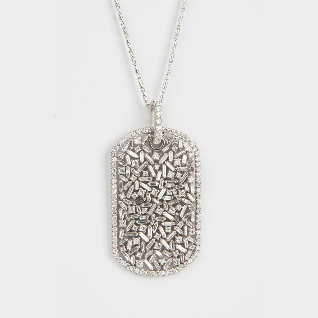 Large Diamond Dog Tag Necklace