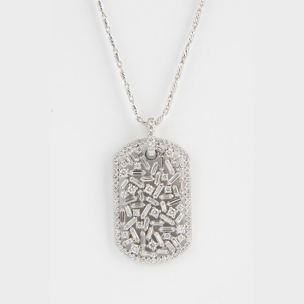 Medium Diamond Dog Tag Necklace