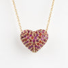 Pink Sapphire Puffy Heart Pendant and Chain