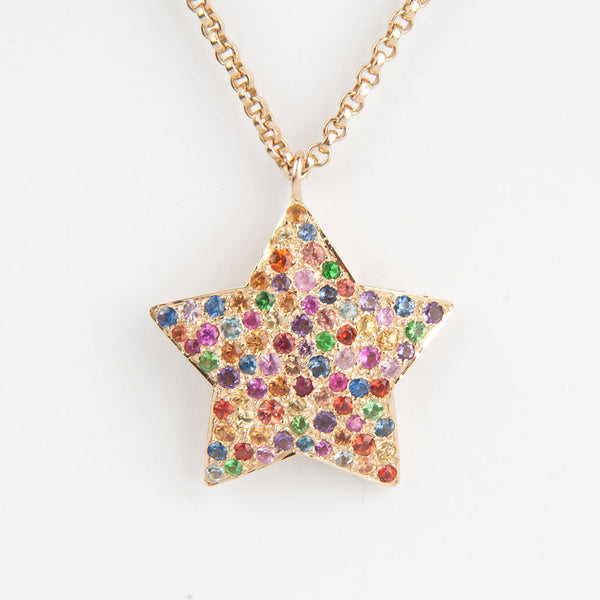 Pink Sapphire Star Pendant and Chain