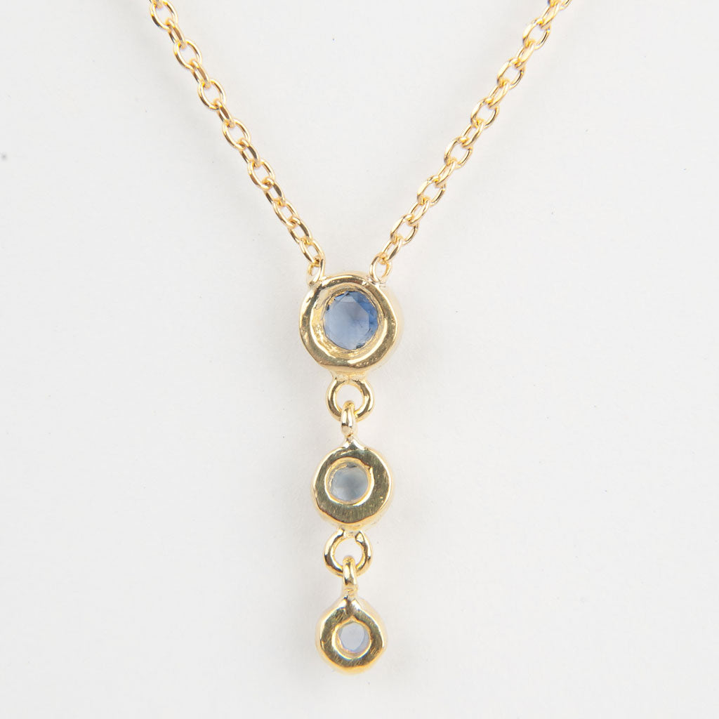 Cascading Trinity Blue Sapphire Necklace