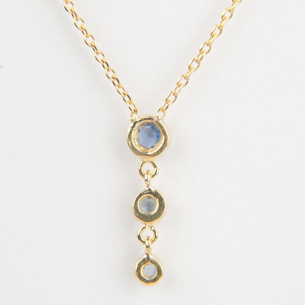 Cascading Trinity Blue Sapphire Necklace