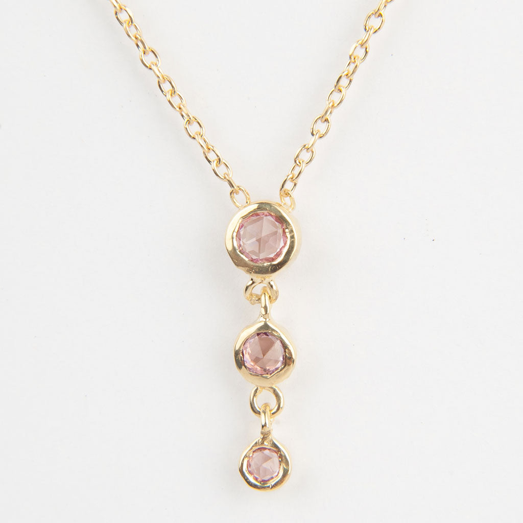 Cascading Trinity Pink Sapphire Necklace