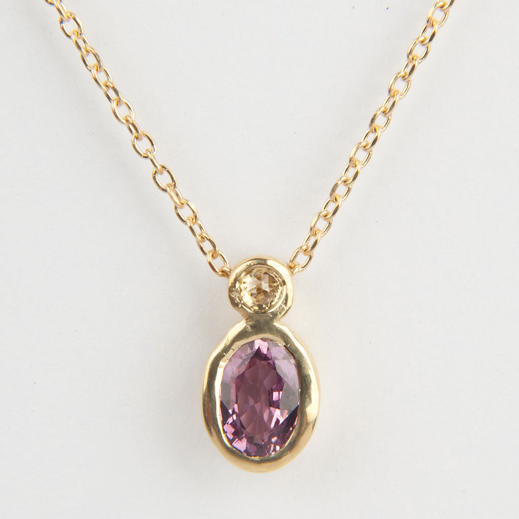 Pink Sapphire and Cognac Diamond Duo Necklace