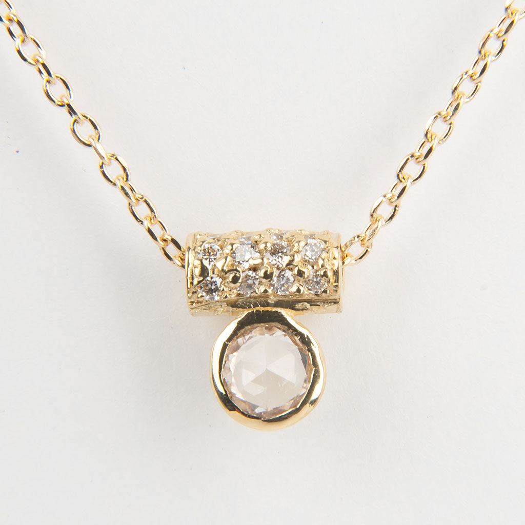 White Sapphire and Diamond Tube Necklace