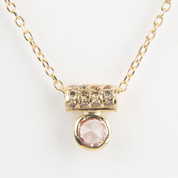 Pink Sapphire and Diamond Tube Necklace