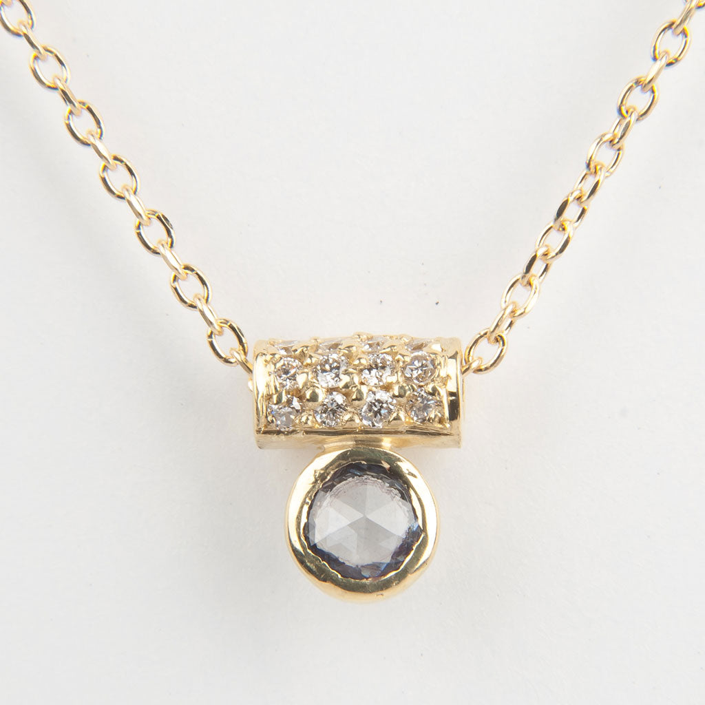 Blue Sapphire and Diamond Tube Necklace