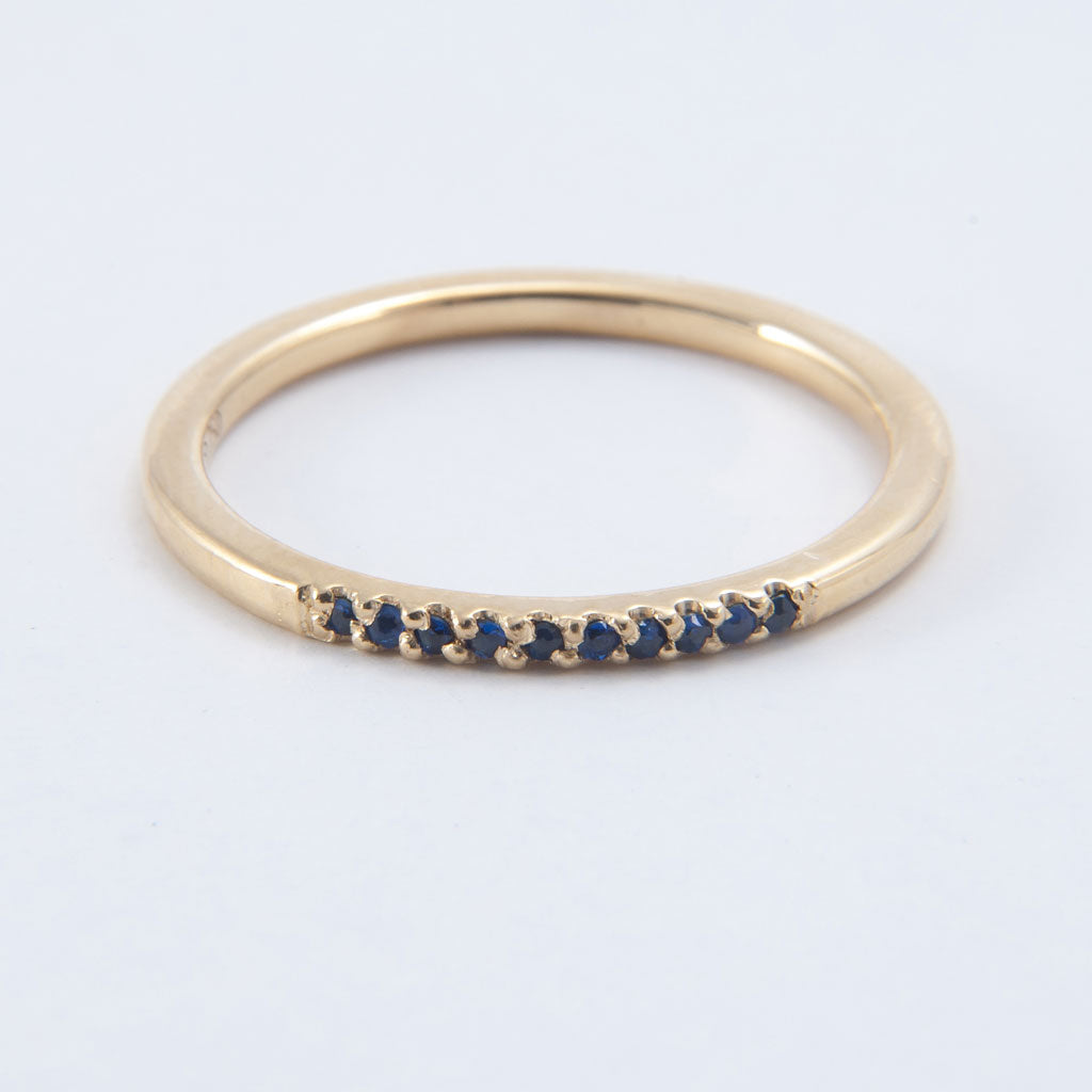 Half Pave Sapphire Band